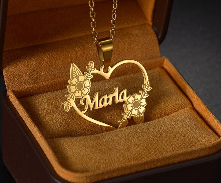 Hollow Love Customized Name Necklace Laser Marked Clavicle Chain - MERGE.DAY.1.FREESTYLE