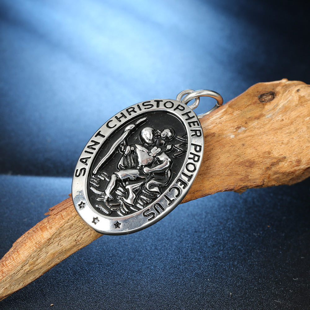 Stainless Steel St Christopher Necklace - MERGE.DAY.1.FREESTYLE