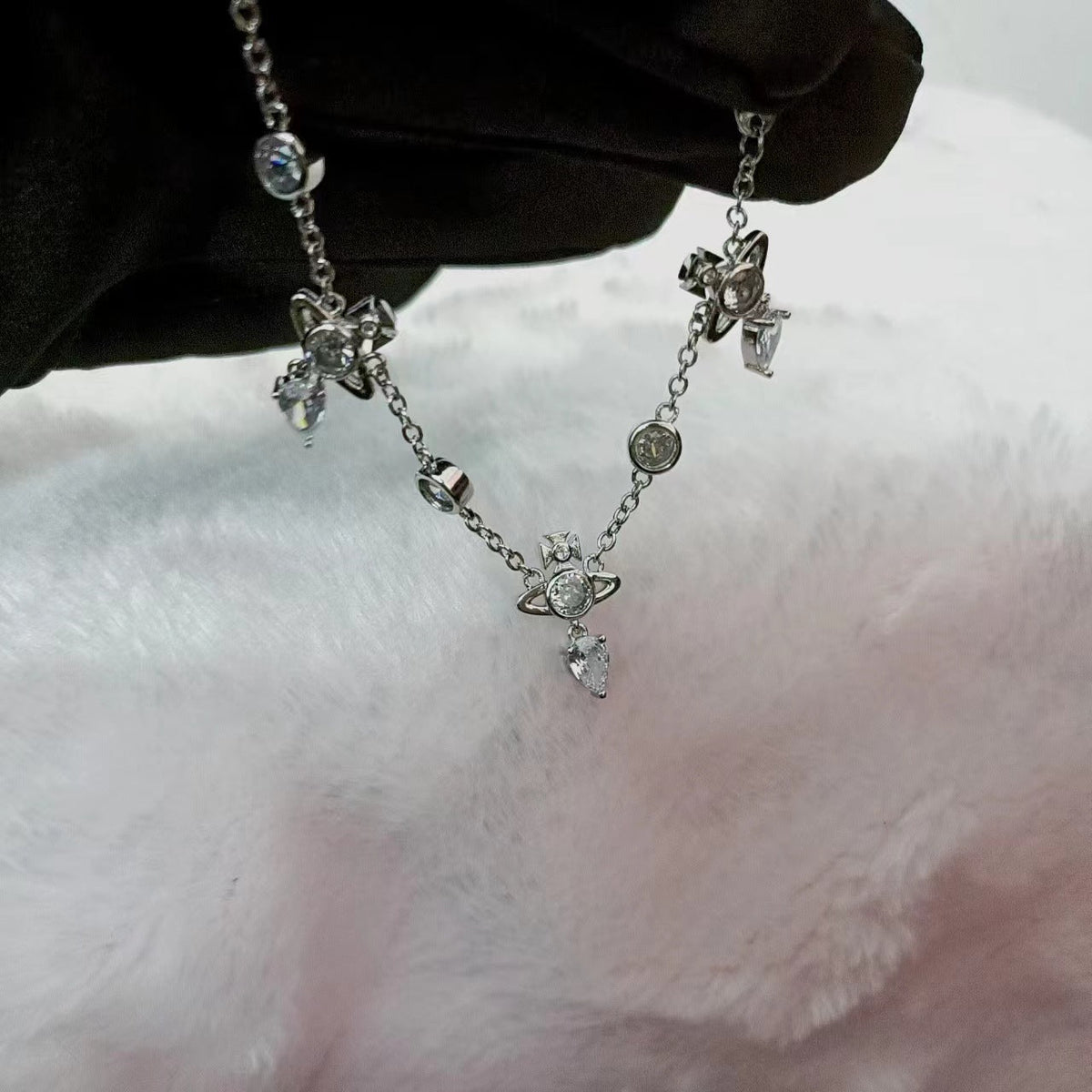 Crystal Diamond Water Drop Necklace Super Sparkling Tassel Pendant Bracelet - MERGE.DAY.1.FREESTYLE