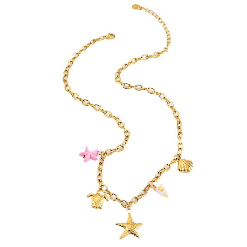 starfish turtle conch gold necklace - MERGE.DAY.1.FREESTYLE
