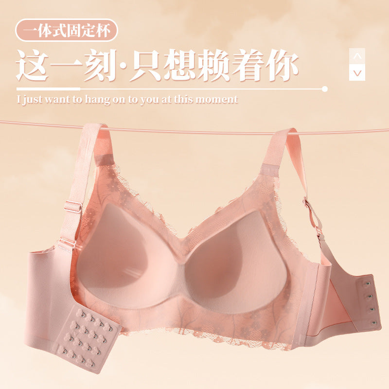 Seamless Large Size Intimates for Women, Thin, Fat mm 100kg, Fixed Cup, Big Breasts, Small Sports Push-Up Vest Bra D