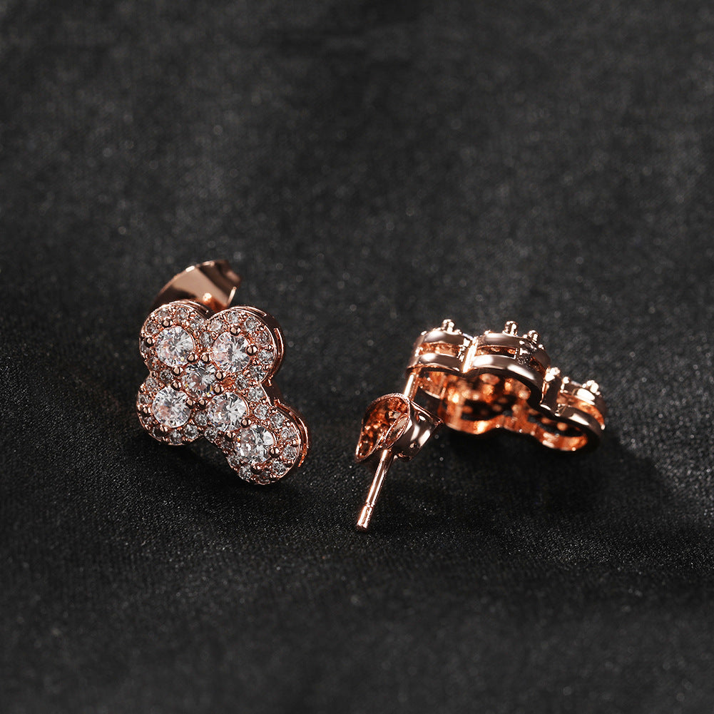 Hip-hop fashion diamond-encrusted cross stud earrings - MERGE.DAY.1.FREESTYLE