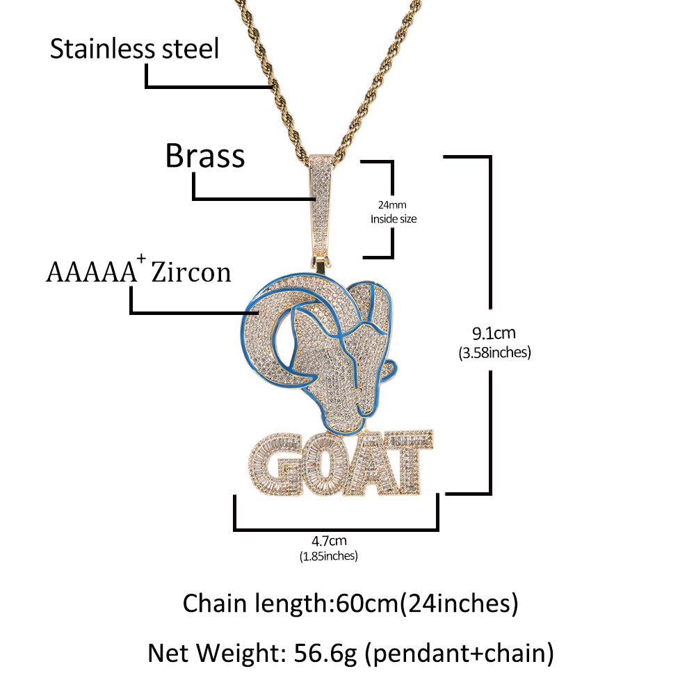 Goat Animal Diamond Pendant Men's Hip Hop Necklace - MERGE.DAY.1.FREESTYLE