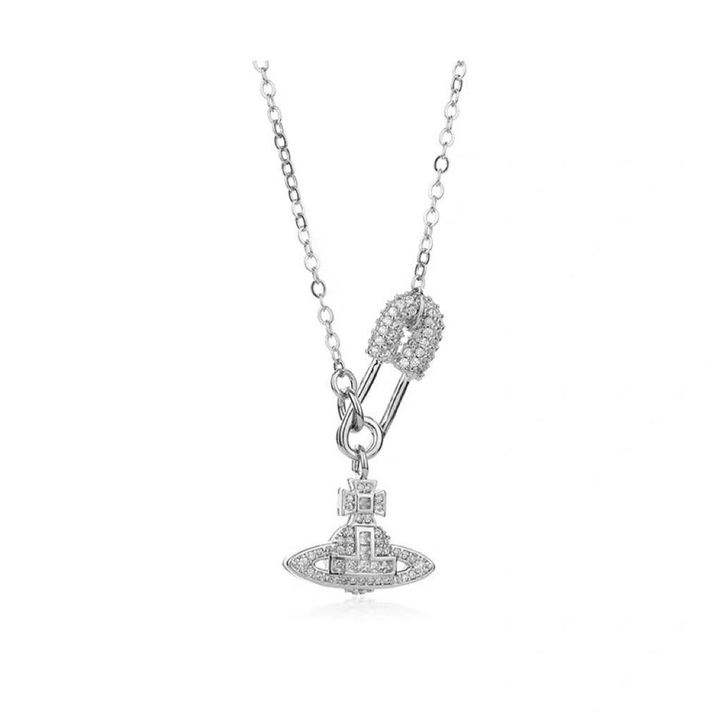 Saturn pin necklace women's paper clip clavicle chain - MERGE.DAY.1.FREESTYLE