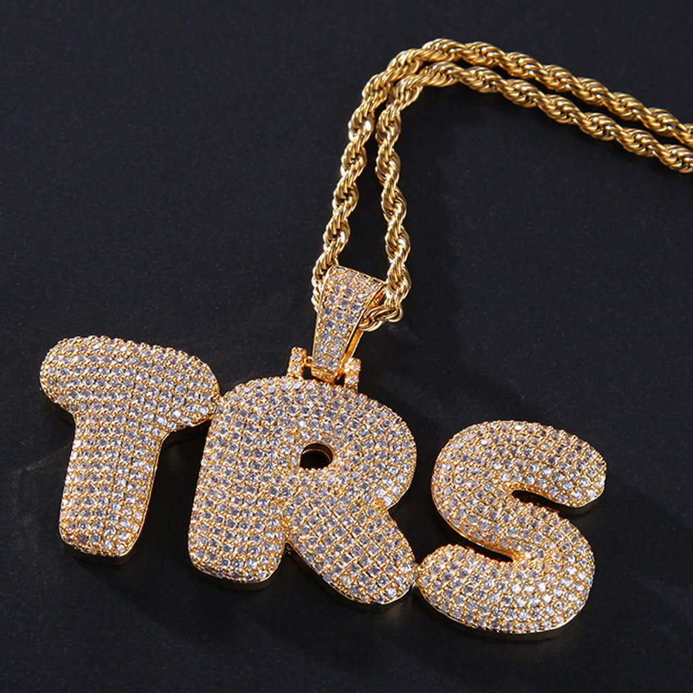 Hip-Hop Zircon English 26 Letters Micropaved Pendant - MERGE.DAY.1.FREESTYLE