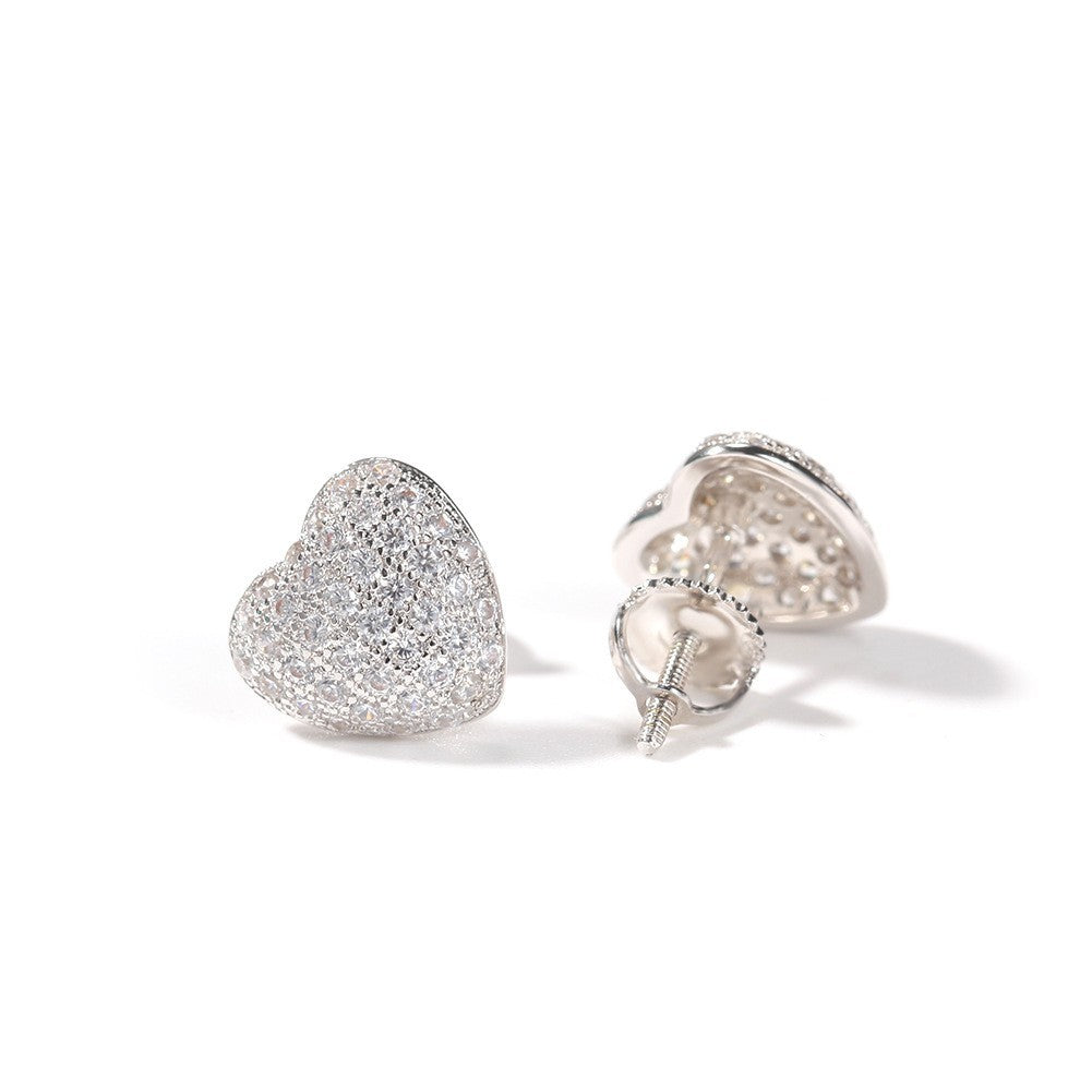 Hip Hop diamond-encrusted 925 silver stud earrings - MERGE.DAY.1.FREESTYLE