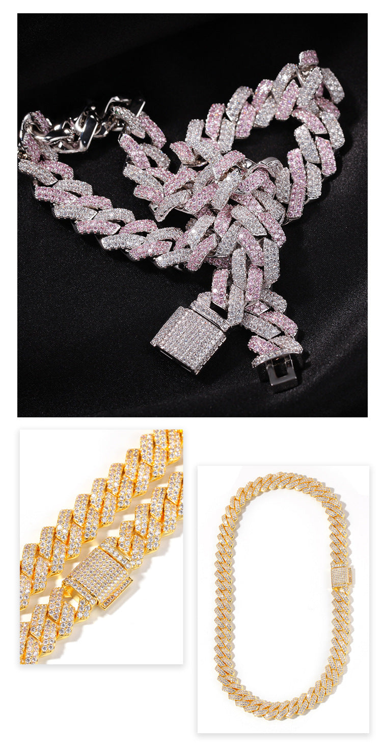 Hip-hop bar-style Cuban zircon-encrusted necklace - MERGE.DAY.1.FREESTYLE
