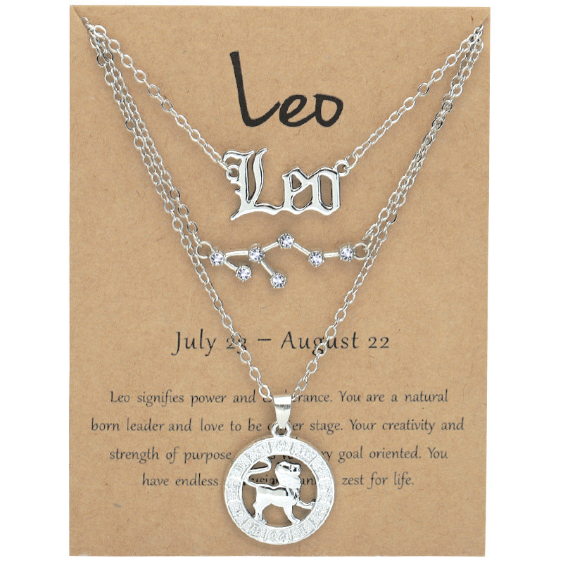 Zodiac Necklace Vintage English Star Image Pendant Three Piece Jewelry Set - MERGE.DAY.1.FREESTYLE
