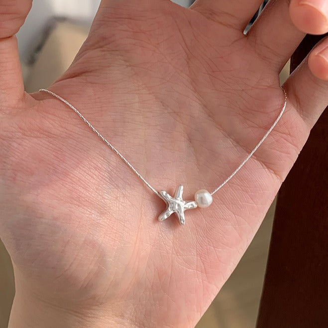 Small starfish necklace pearl necklace - MERGE.DAY.1.FREESTYLE