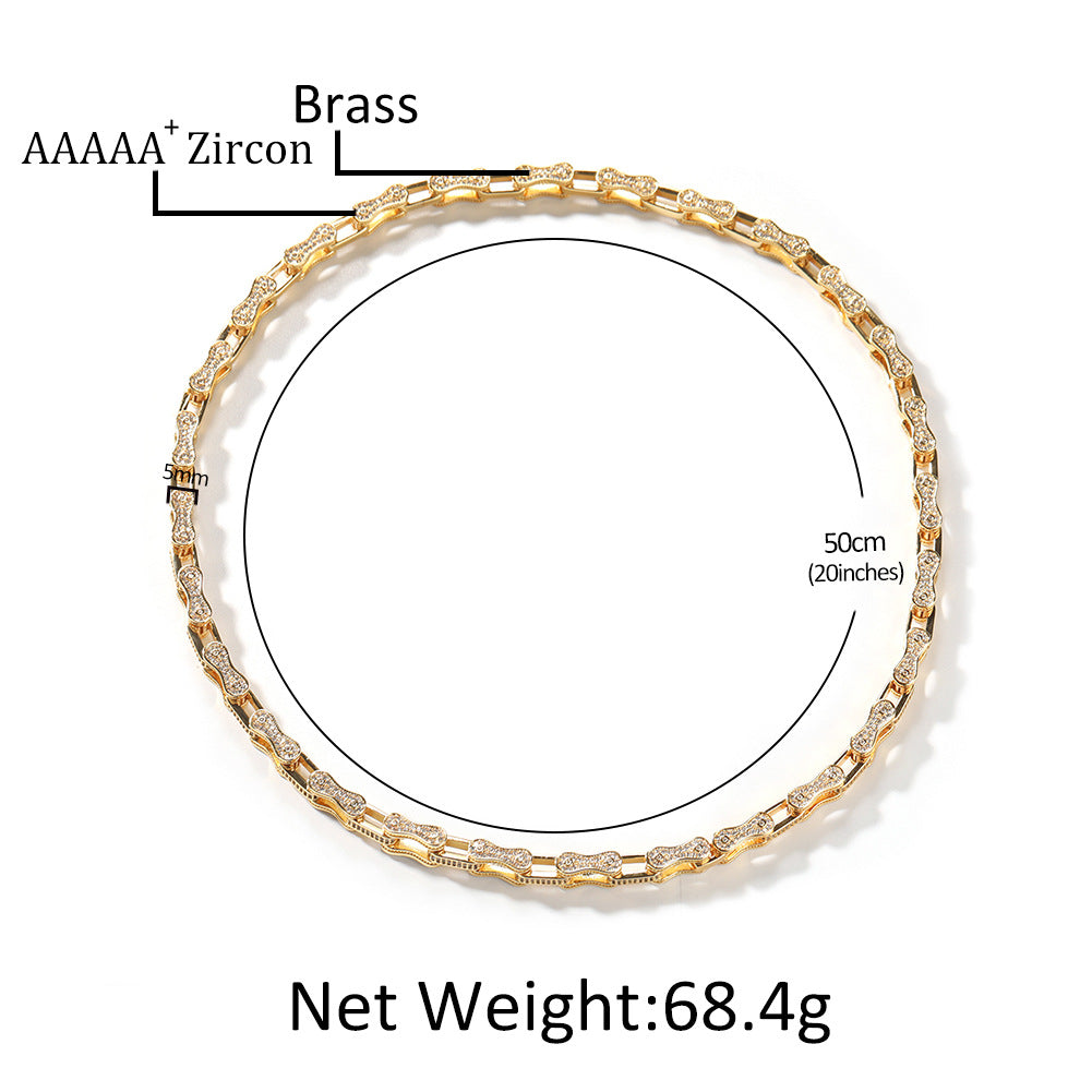 Hip Hop Rhinestone 5mm Bicycle Chain Necklace - MERGE.DAY.1.FREESTYLE