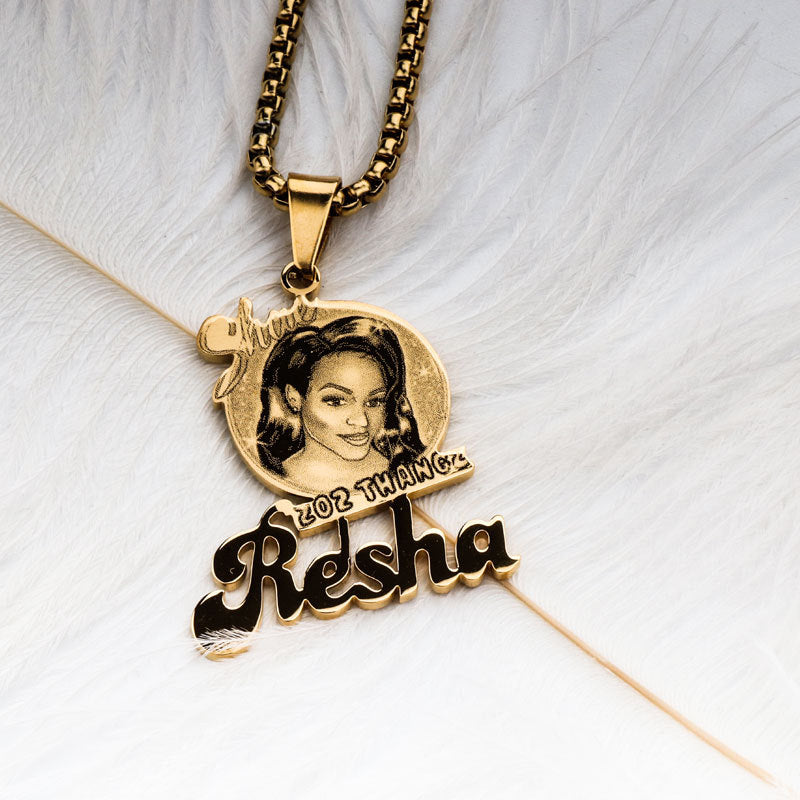 Customized photo name necklace logo letter necklace - MERGE.DAY.1.FREESTYLE