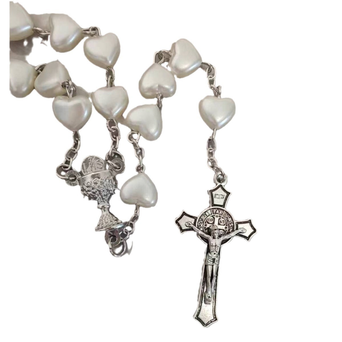 Heart-shaped pink rosary necklace - MERGE.DAY.1.FREESTYLE