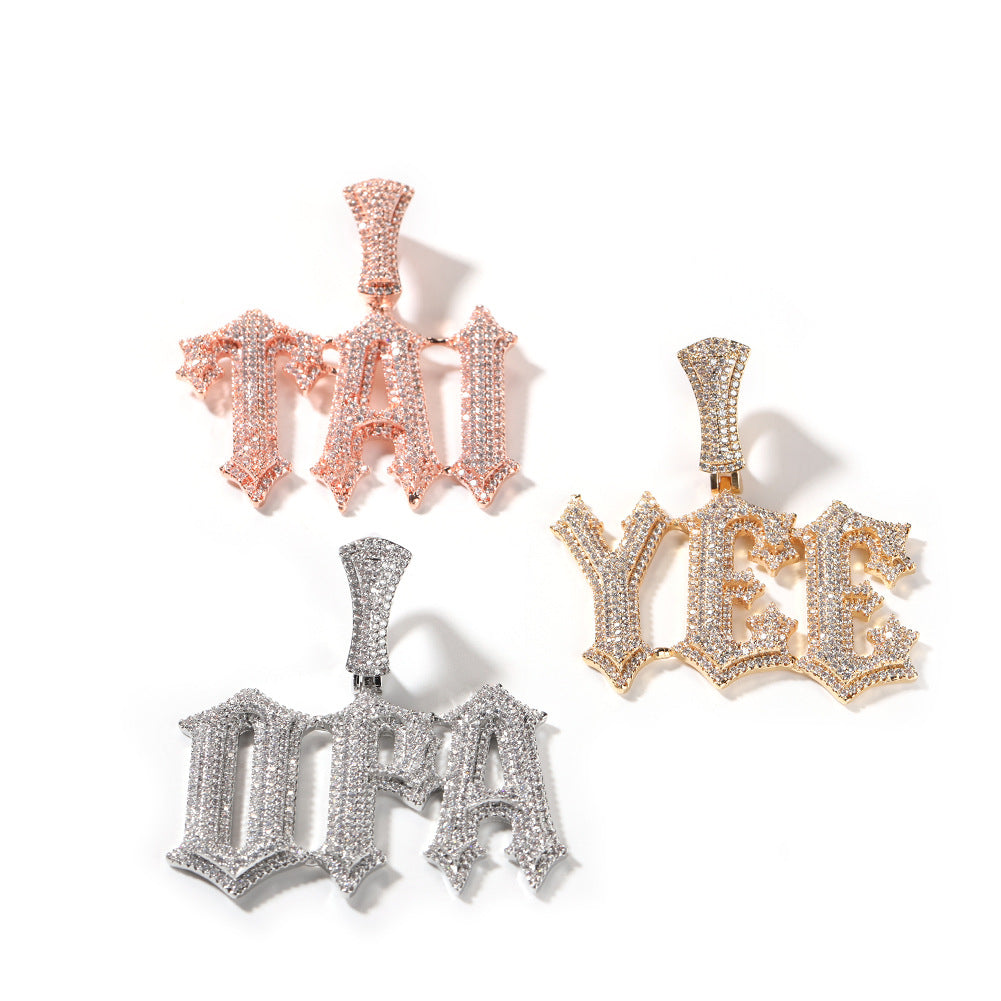 Diamond Burr Uppercase Custom Letter Pendant Necklace - MERGE.DAY.1.FREESTYLE