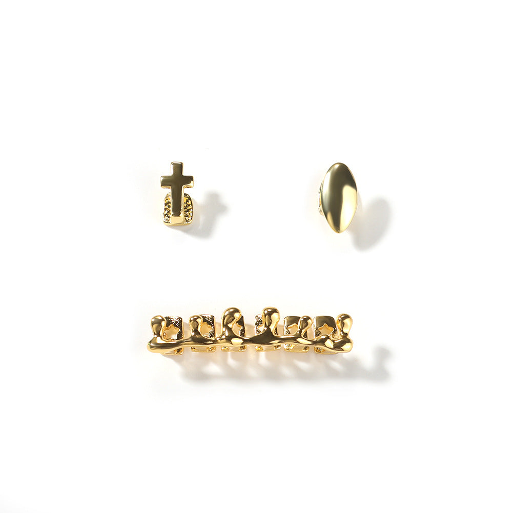 Hip-hop polished braces with gold electroplating - MERGE.DAY.1.FREESTYLE