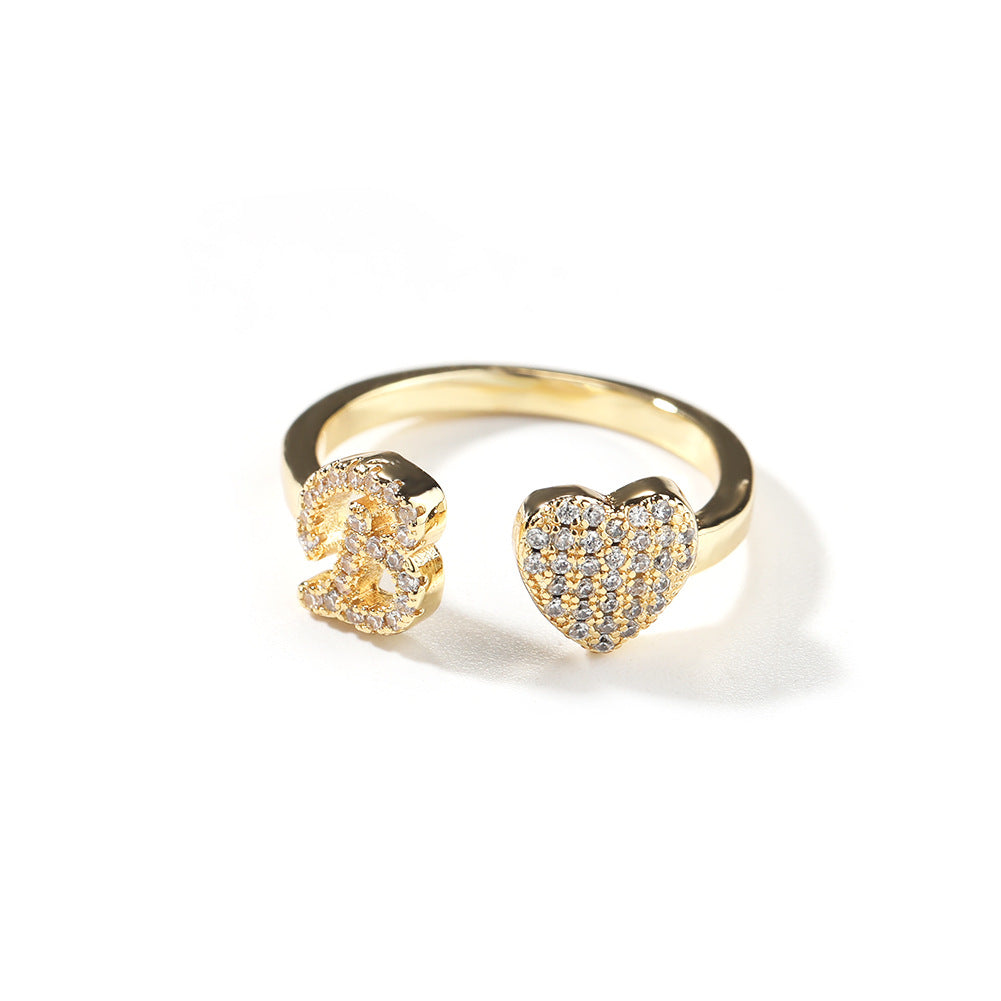 Hip-hop zircon-encrusted 26 English letters ring - MERGE.DAY.1.FREESTYLE