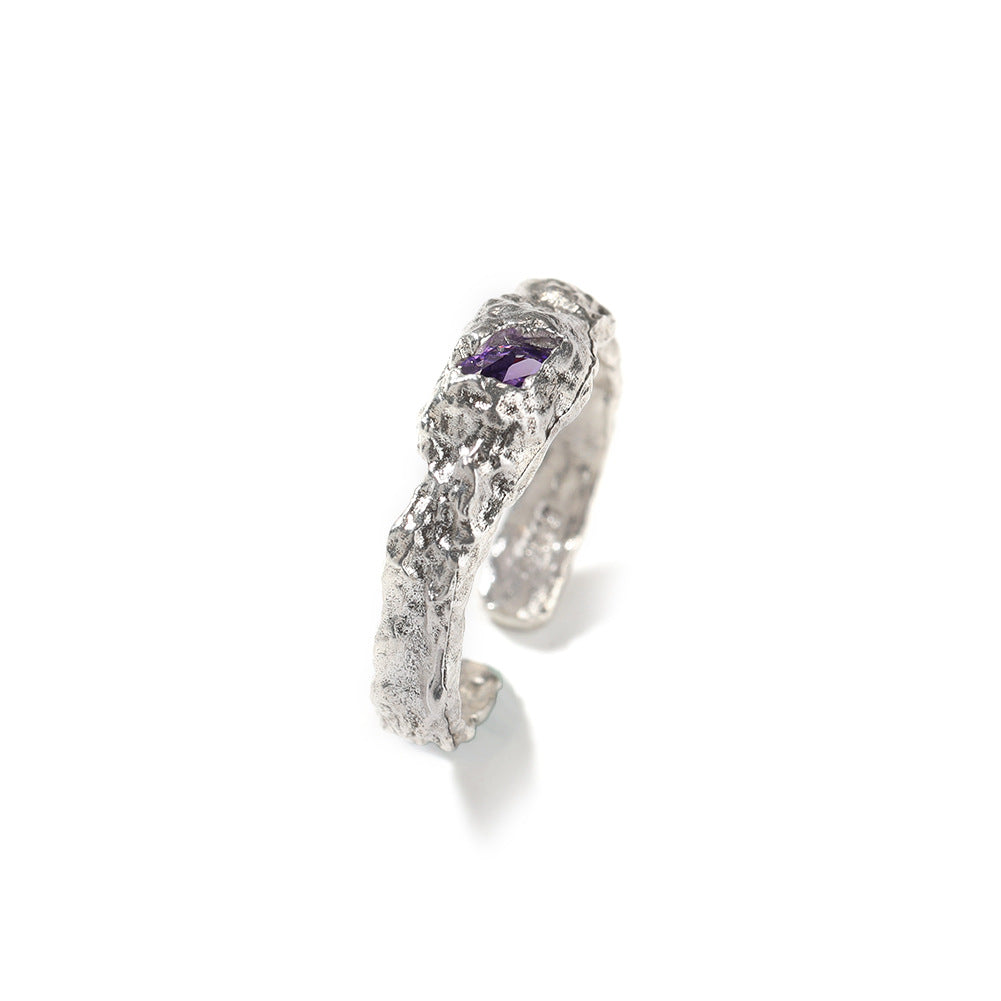 Hip-Hop 925 Silver Ring with Purple Zircon - MERGE.DAY.1.FREESTYLE