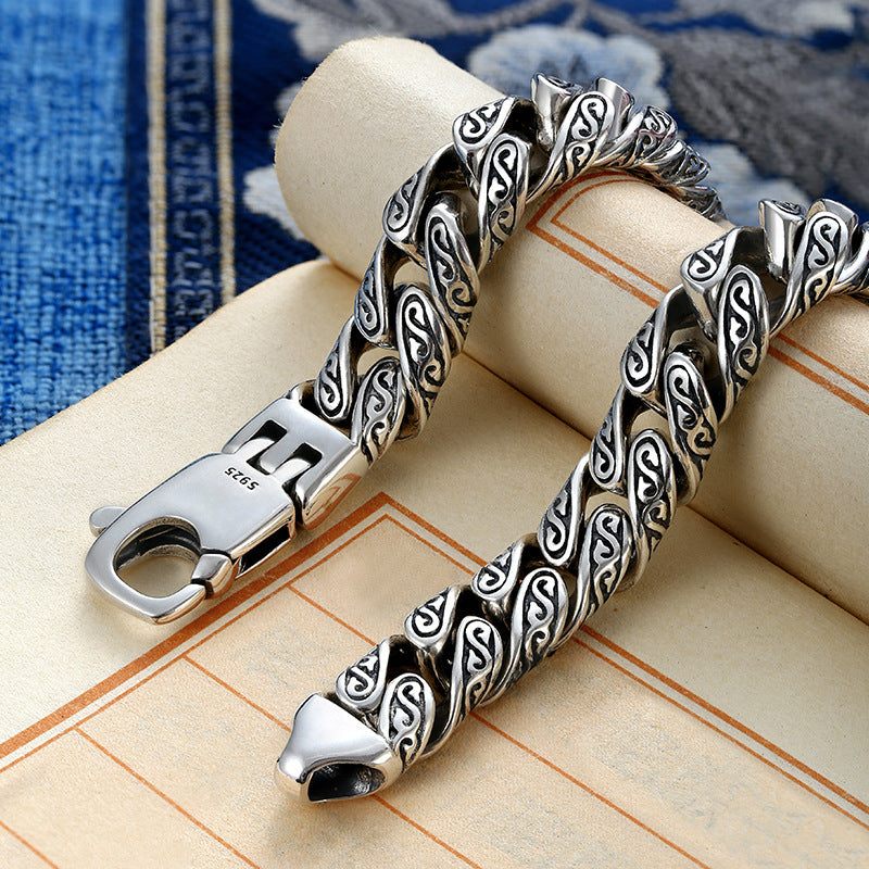 ang grass pattern silver-plated chunky bracelet - MERGE.DAY.1.FREESTYLE