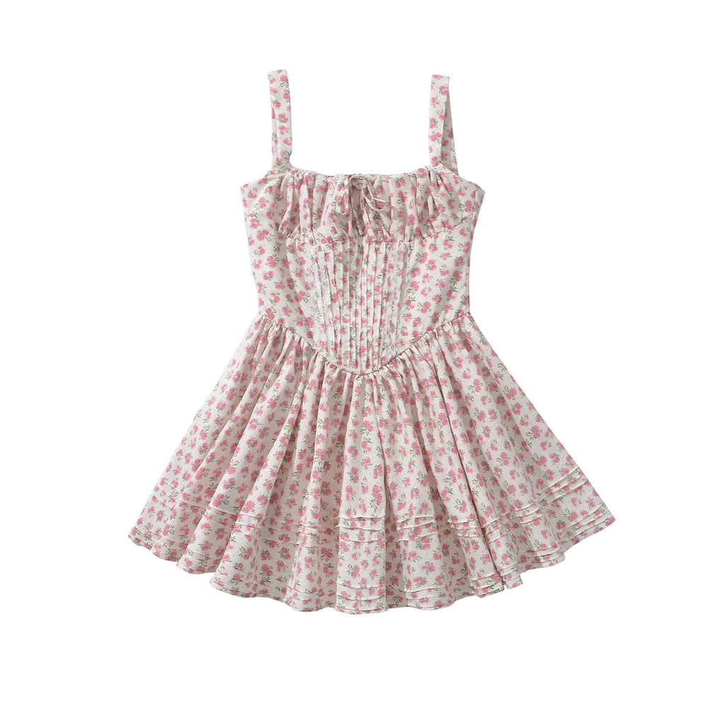 French girl floral suspender dress playful summer dress - MERGE.DAY.1.FREESTYLE