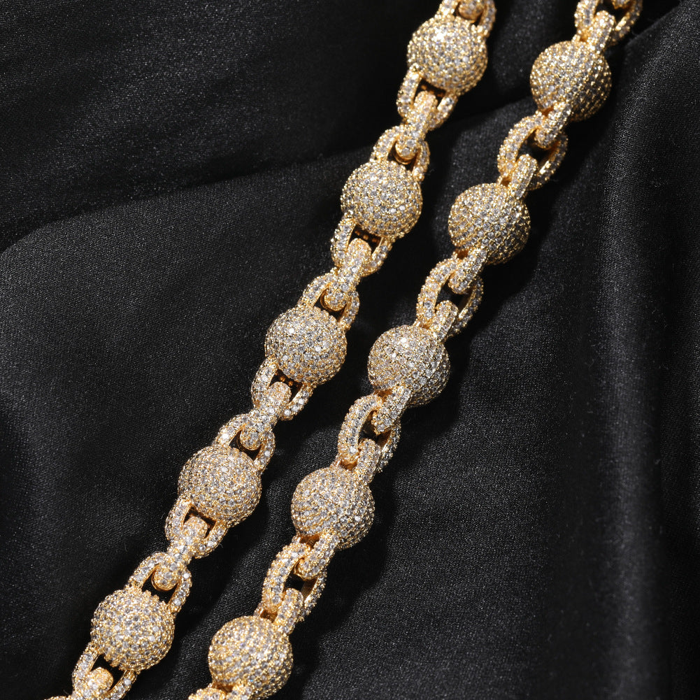 10mm Micropaved 5A Zirconia Ball Chain Necklace - MERGE.DAY.1.FREESTYLE