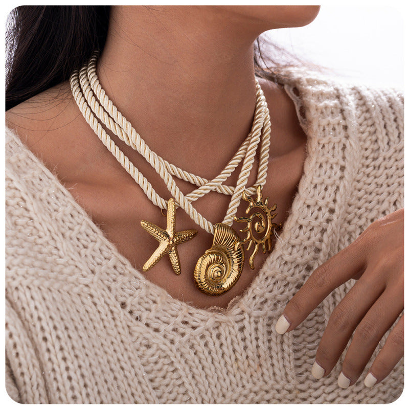 starfish necklace conch sun thick rope necklace - MERGE.DAY.1.FREESTYLE