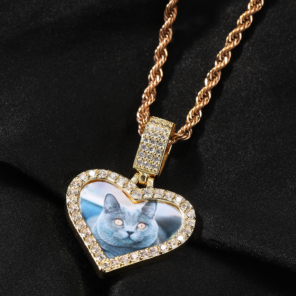 Customized photo heart shape pendant couple necklace - MERGE.DAY.1.FREESTYLE