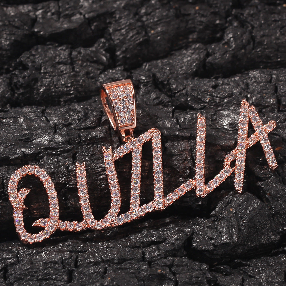 Letter splicing DIY custom micropaved zircon pendant - MERGE.DAY.1.FREESTYLE
