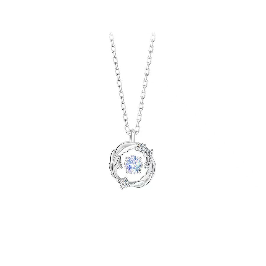Silver Flash Necklace Feather Beating Heart Moonstone Necklace - MERGE.DAY.1.FREESTYLE