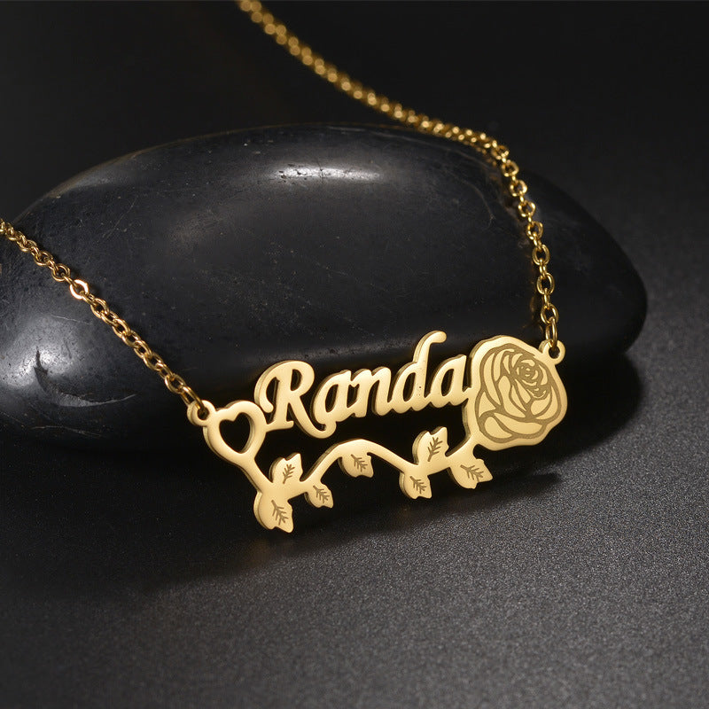 rose custom name necklace diy personalized jewelry - MERGE.DAY.1.FREESTYLE