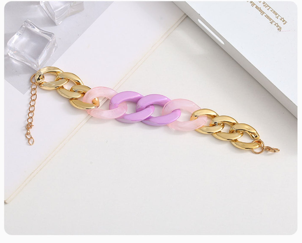 Three pink resin Cuban bracelet - MERGE.DAY.1.FREESTYLE