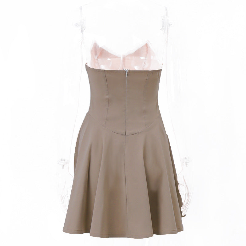 Sweet and spicy style V-neck low-cut slim A-line skirt - MERGE.DAY.1.FREESTYLE