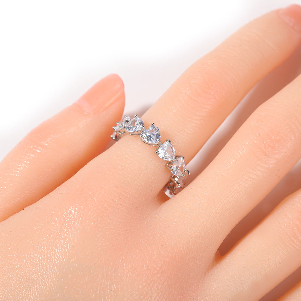 Hip-hop single-row heart-shaped zircon rings - MERGE.DAY.1.FREESTYLE