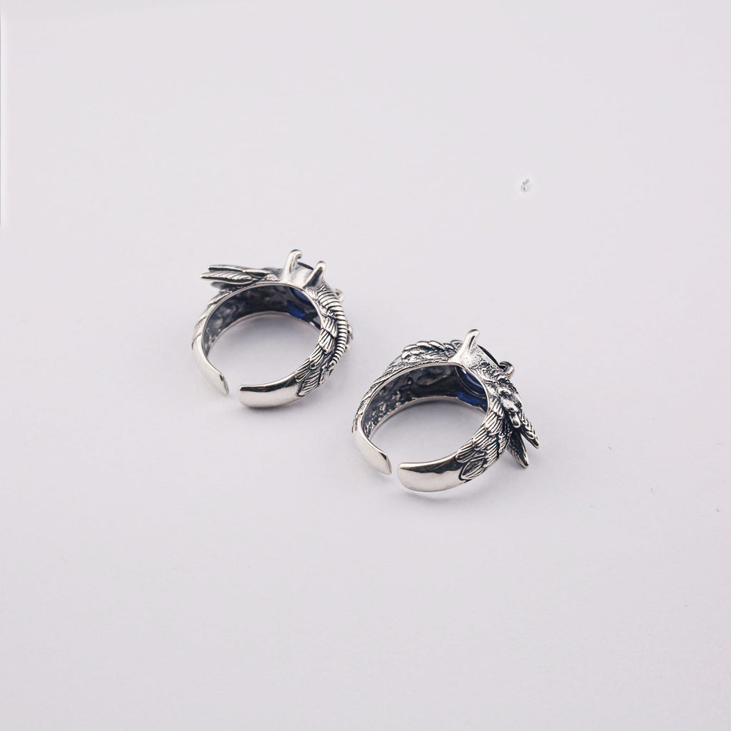 Retro feather sapphire open ring - MERGE.DAY.1.FREESTYLE
