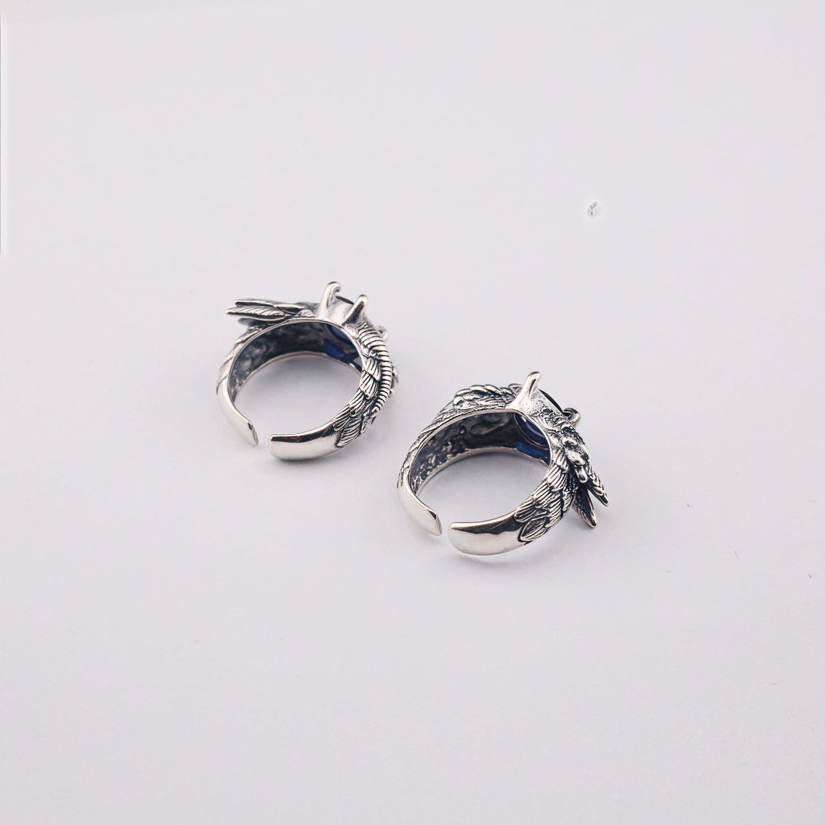 Retro feather sapphire open ring - MERGE.DAY.1.FREESTYLE