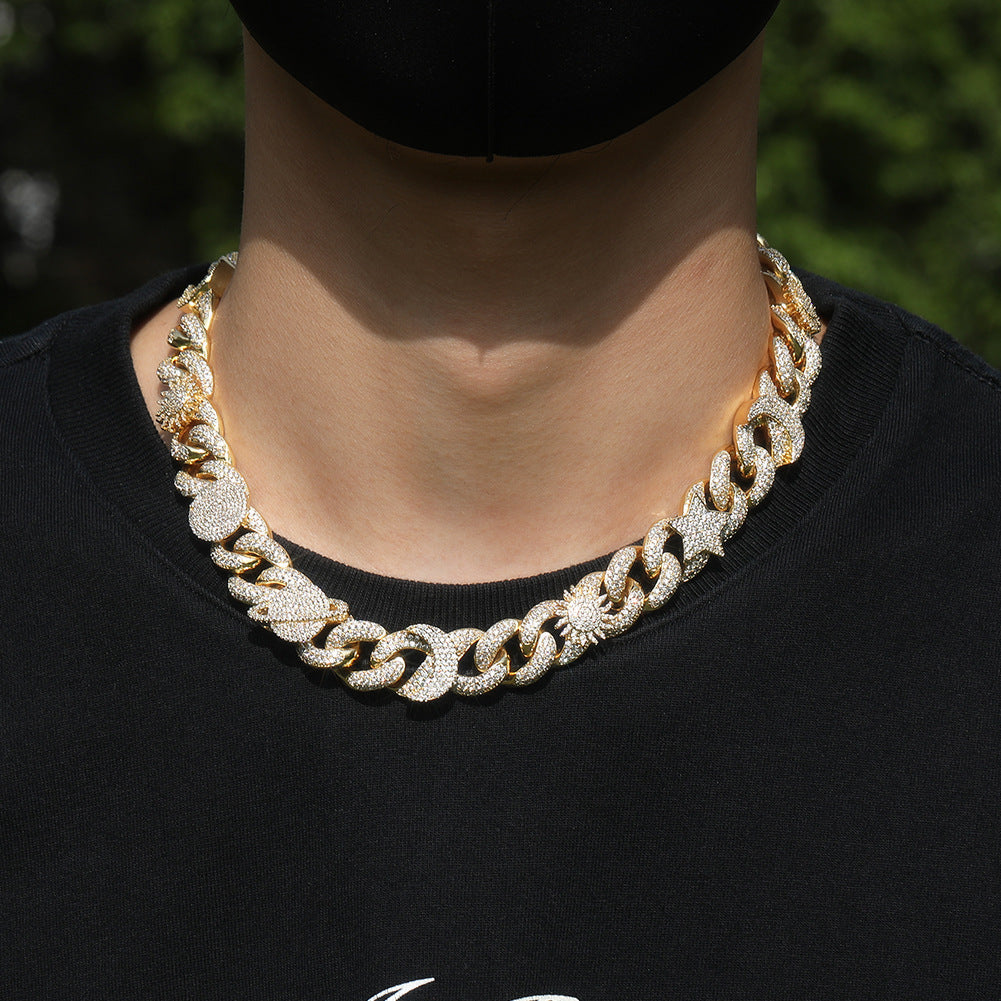 Hip-hop zircon-encrusted sun, star and eye necklace - MERGE.DAY.1.FREESTYLE