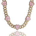 Heart Diamond Necklace Hip Hop 9MM Pink Zircon Cuban Chain - MERGE.DAY.1.FREESTYLE
