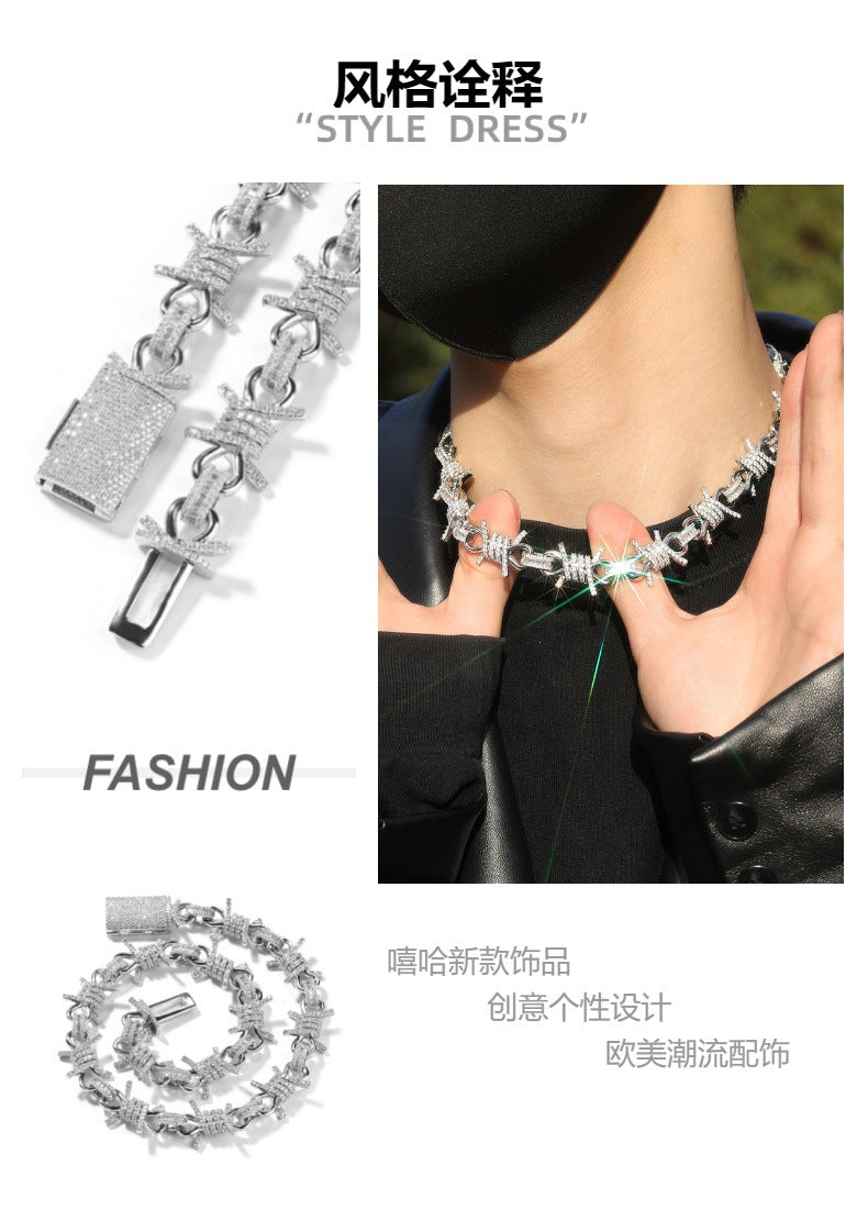 Wire chain diamond thorn necklace bracelet - MERGE.DAY.1.FREESTYLE