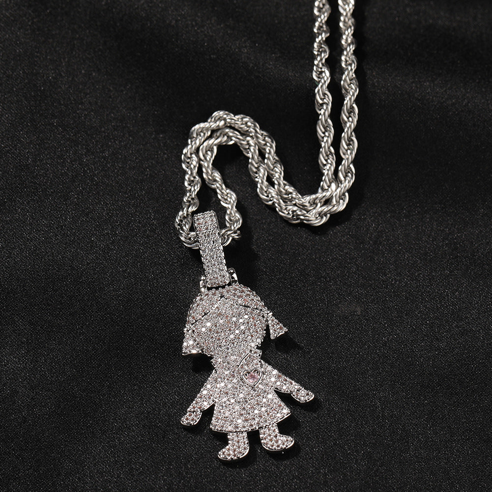 Cartoon Diamond Couple Pendant Necklace - MERGE.DAY.1.FREESTYLE