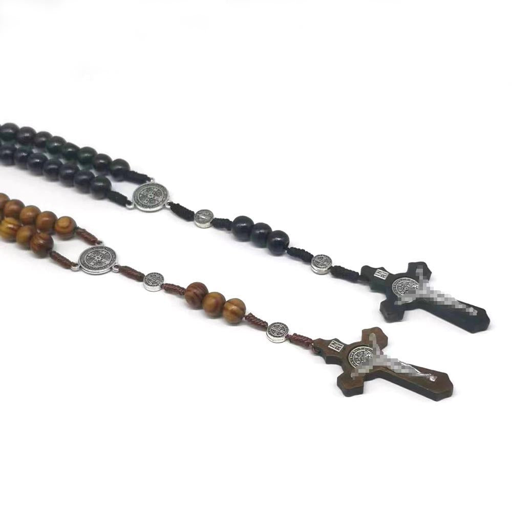 rosary necklace natural wooden beads - MERGE.DAY.1.FREESTYLE