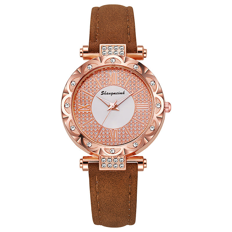 Korean-style quartz watch with a simple leather strap. - MERGE.DAY.1.FREESTYLE