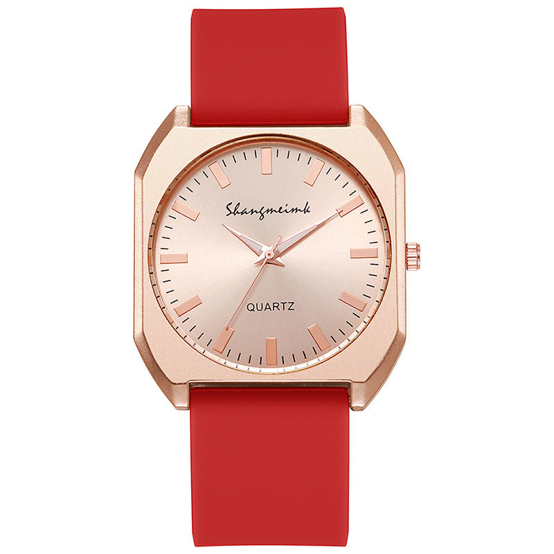 Simple, square quartz silicone watch with a stylish silicone strap - MERGE.DAY.1.FREESTYLE