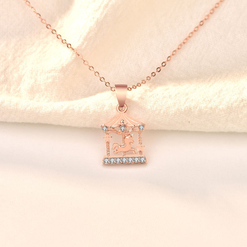 925 silver color gold necklace micro-set zircon accessories female carousel clavicle chain - MERGE.DAY.1.FREESTYLE
