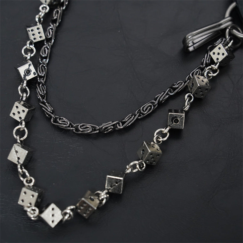 Carved leather dice vintage double-layer trouser chain waist chain - MERGE.DAY.1.FREESTYLE