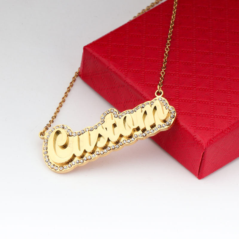 Customized double layer diamond name necklace - MERGE.DAY.1.FREESTYLE