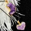 Amethyst Love Bezel Pendant Amethyst Teeth Hole Moon Peach Heart Shape Necklace - MERGE.DAY.1.FREESTYLE
