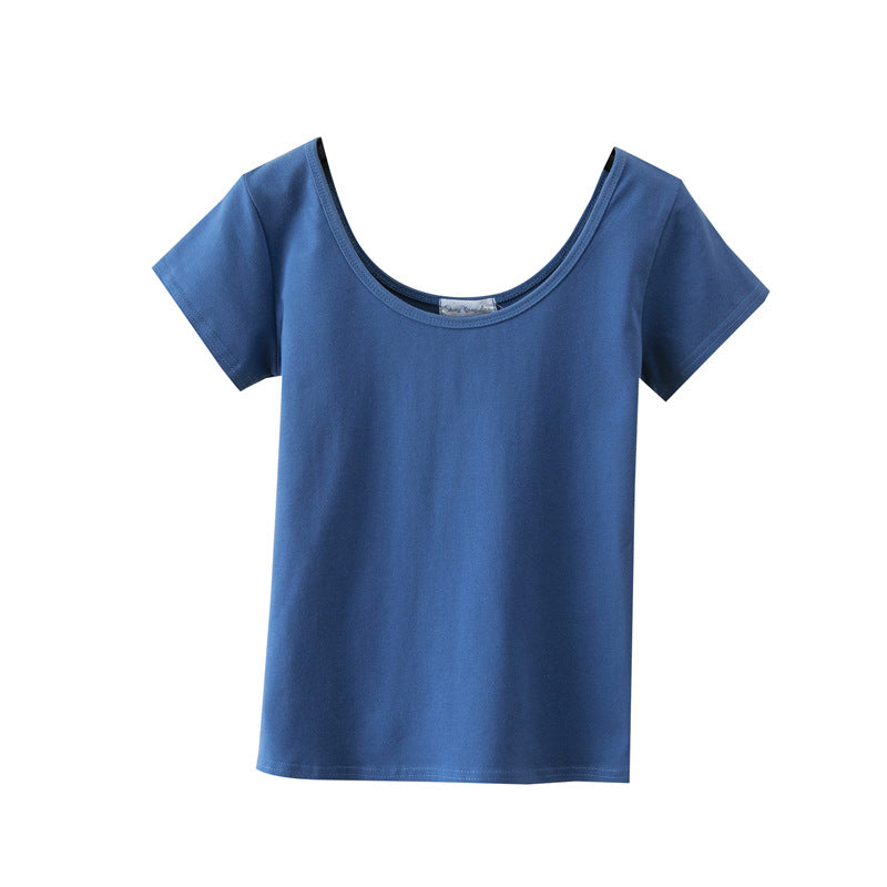 Summer slim fit large U-neck short-sleeved T-shirt - MERGE.DAY.1.FREESTYLE