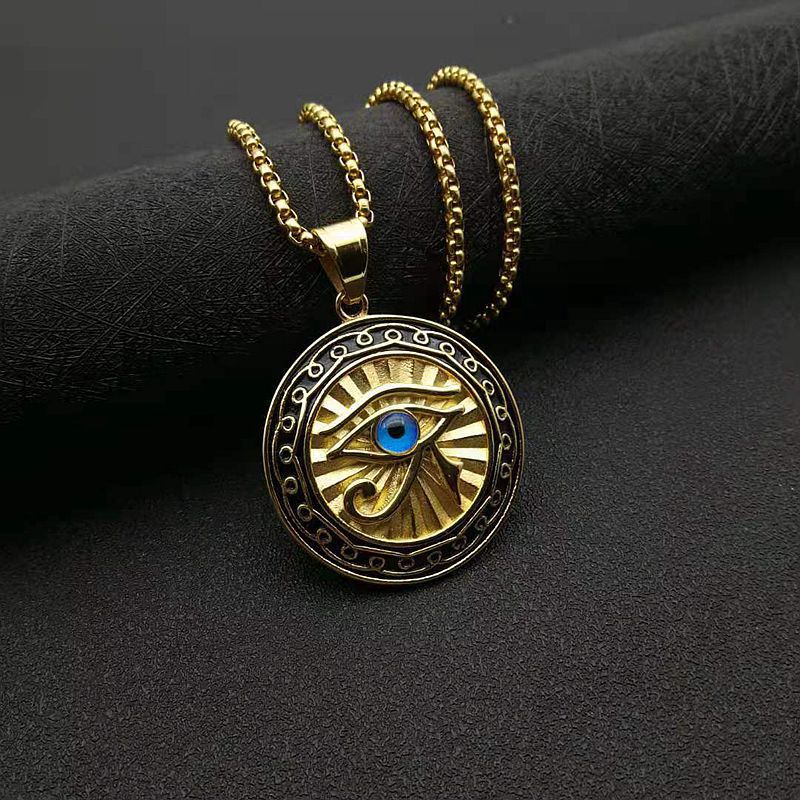 Eye of Horus Gold Blue Eye Medal Pendant - MERGE.DAY.1.FREESTYLE