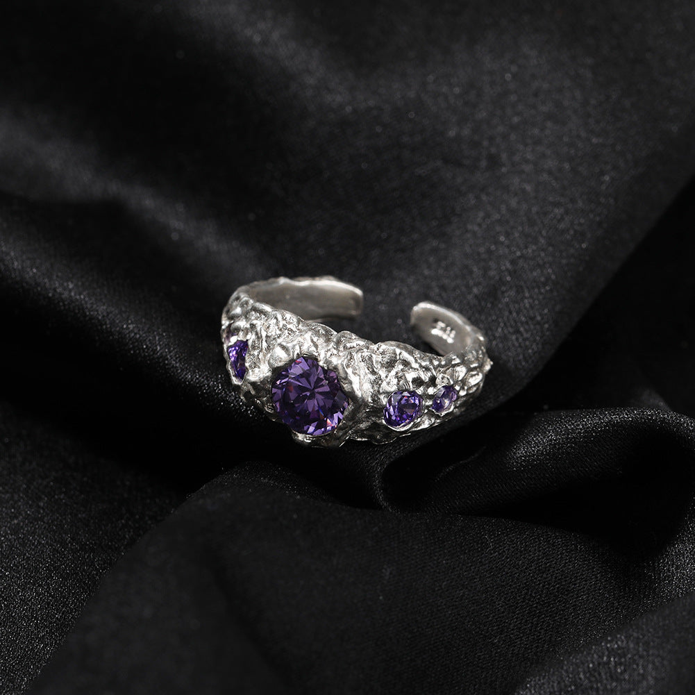 Hip-Hop 925 Silver Ring with Purple Zircon - MERGE.DAY.1.FREESTYLE