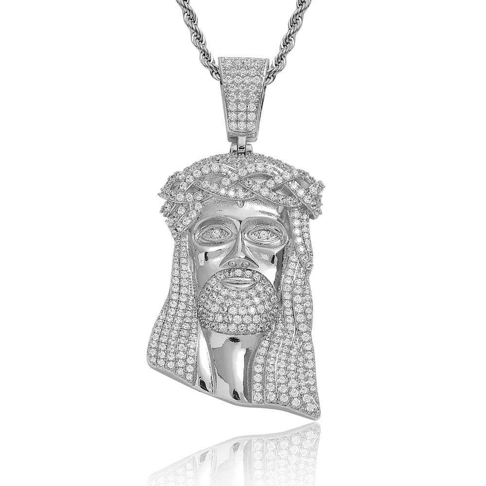 Micro Paved Zircon Jesus Head Hip Hop Men's Pendant Necklace - MERGE.DAY.1.FREESTYLE