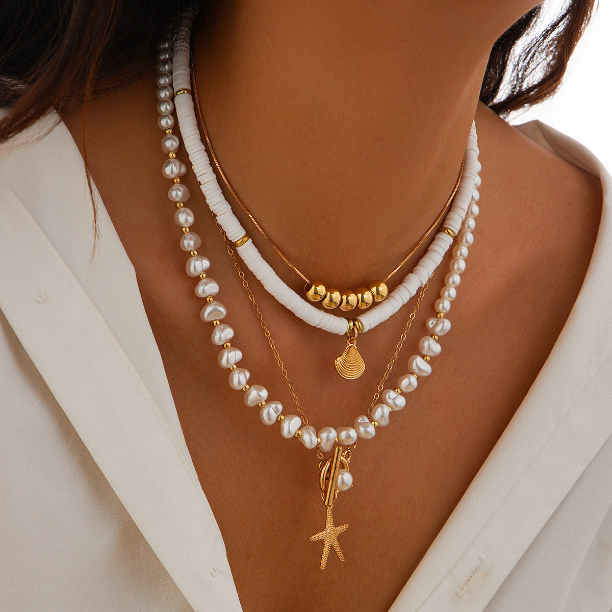 starfish necklace pearl shell necklace - MERGE.DAY.1.FREESTYLE