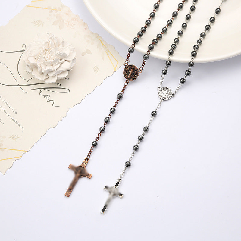 Hematite Cross Necklace - MERGE.DAY.1.FREESTYLE